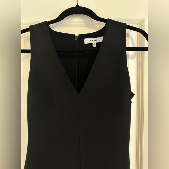LIKELY BLACK CLASSY V NECK MIDI DRESS - Picture 2 of 4